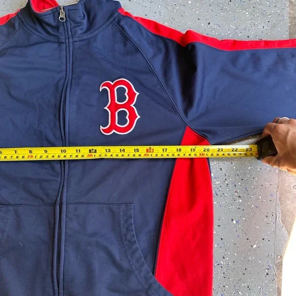Majestic Jacket Mens Size Large Red Blue Track Vintage 90s Spell Out Zipper MLB - Picture 6 of 6